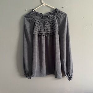 Current Air Charcoal Ruffled Blouse